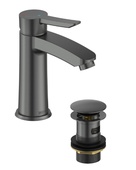 Bristan Apelo Eco Start Basin Mixer with Clicker Waste Gun Metal Grey APE ES BAS GM