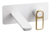 Abode Levarto Wall Mounted Basin/Bath Mixer Matt White & Brass AB2791