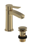 Bristan Apelo Eco Start Basin Mixer with Clicker Waste Brushed Brass APE ES BAS BB