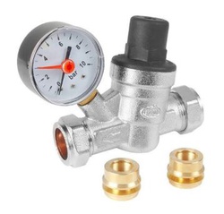 Plumbarena 22mm Pressure Reducing Valve C/w Gauge CON010