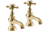 Abode Sentiment Bath Pillar Taps Brushed Brass AB2692 
