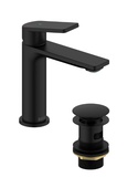 Bristan Frammento Eco Start Basin Mixer with Clicker Waste Black FRM ES BAS BLK