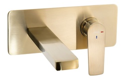 Abode Aquip Wall Mounted Basin/Bath Mixer Brushed Brass AB2842