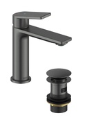 Bristan Frammento Eco Start Basin Mixer with Clicker Waste Gun Metal FRM ES BAS GM