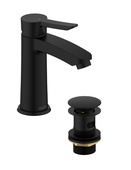 Bristan Apelo Eco Start Basin Mixer with Clicker Waste Black APE ES BAS BLK