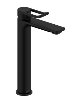 Bristan Saffron Eco start Tall Basin Mixer with Clicker Waste Black SAF ES TLBAS BLK
