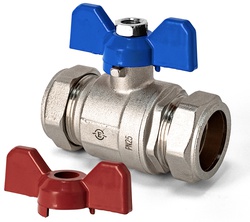 Inta 28mm Full Bore Butterfly Ball Valve Blue/Red Handle TR28BBV