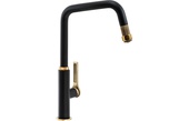 Abode Hex Single Lever Mixer Tap w/Pull Out Antique Brass & Matt Black AT2181