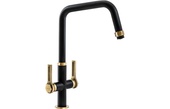 Abode Hex Monobloc Mixer Tap Antique Brass & Matt Black AT2179