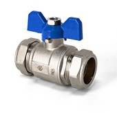 Inta 28mm Butterfly Ball Valve Blue/Red Handle TR28BBV