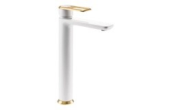 Abode Levarto Tall Basin Mixer Matt White & Brass AB2786