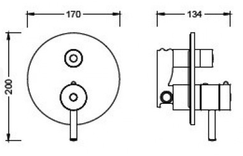Abacus Vessini 100 Thermostatic shower/diverter valve finish set VETS