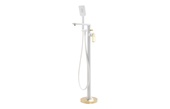 Abode Levarto Floor Standing Bath Shower Mixer Matt White & Brass AB2806