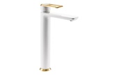 Abode Levarto Tall Basin Mixer Matt White & Brass AB2786