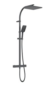 Bristan Qubo Thermostatic Bar Shower with Rigid Riser Black QB SHXDIVCTFF BLK