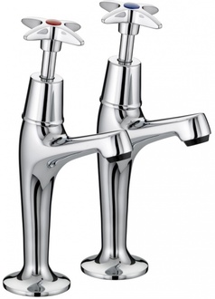 Bristan X-Head High Neck Pillar Taps Pair (VAX HNK C)