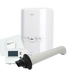 Ideal Logic + Plus 35HE Combi Boiler, Flue and Wireless Stat Pack
