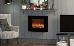 BeModern Quattro Wall Mounted Curved Electric Fire (Black Glass) 143951