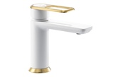 Abode Levarto Basin Mixer Matt White & Brass AB2781
