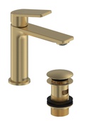 Bristan Frammento Eco start Basin Mixer with Clicker Waste Brushed Brass FRM ES BAS BB