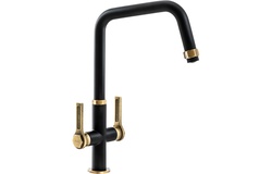 Abode Hex Monobloc Mixer Tap Antique Brass & Matt Black AT2179