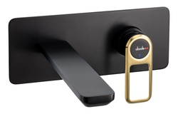 Abode Levarto Wall Mounted Basin/Bath Mixer Matt Black & Brass AB2790