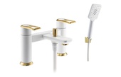 Abode Levarto Deck Mounted Bath Shower Mixer Matt White & Brass AB2801