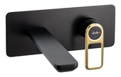 Abode Levarto Wall Mounted Basin/Bath Mixer Matt Black & Brass AB2790